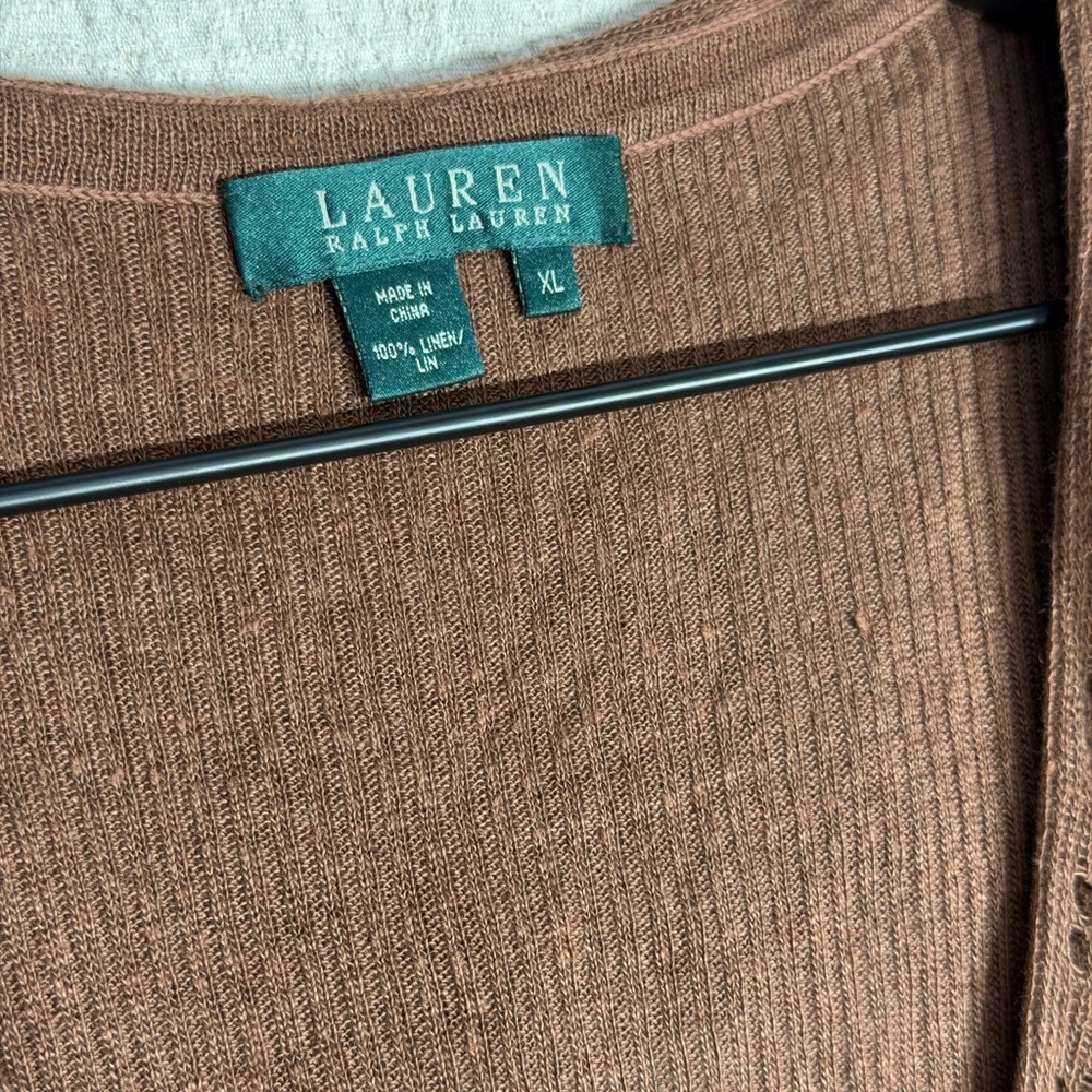 Ralph Lauren Brown Ruffled Blouse - Picture 2 of 6